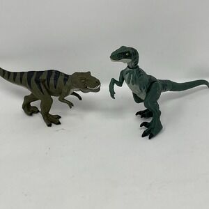 Mojo Fun Dinosaur Figure Lot Tyrannosaurus T-Rex 2017 & Green Velociraptor 17400